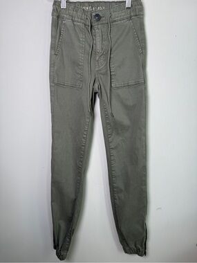 American Eagle Olive Cargo Jogger Pants Zip Ankle Sz 000